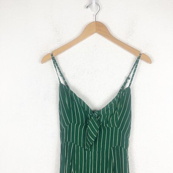 Faithfull The Brand Presley Jumpsuit Size Small Green Striped Tie-Front Wide-Leg - Picture 4 of 13